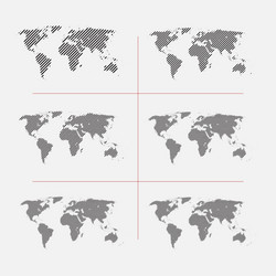 set of striped world maps in different resolution vector image
