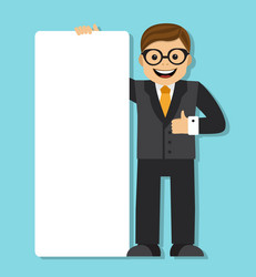 businessman with a big blank paper sign vector