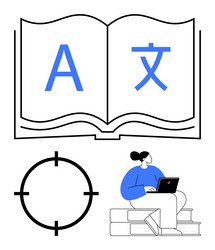 language learning and localization with open book vector image