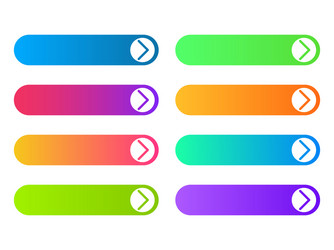 Set colorful web buttons with white arrows vector