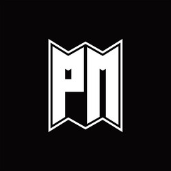 Pm logo monogram with emblem style design template vector