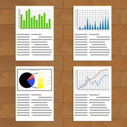 set of documents with graphics and charts vector image