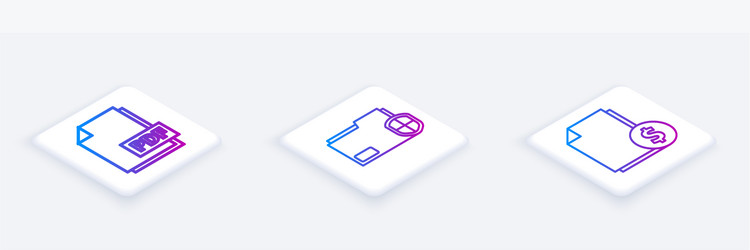 set isometric line pdf file document vector image