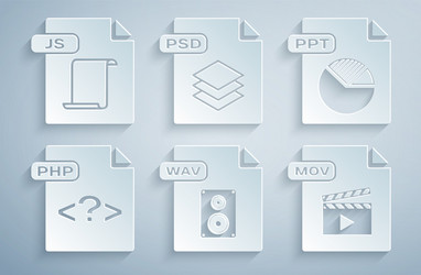 set wav file document ppt php mov psd and js vector image
