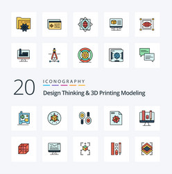 20 design thinking and d printing modeling line vector