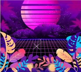 Futuristic background 80s style party flyer Vector Image
