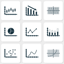 Set of graphs diagrams and statistics icons vector