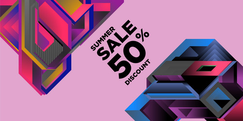 summer sale 50 discount with geometric colorful vector