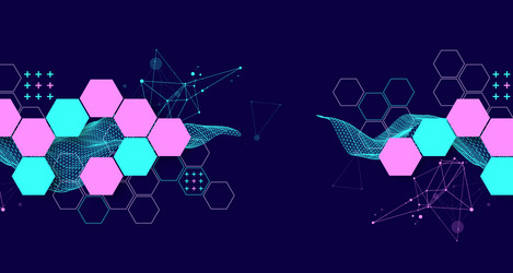 abstract wave with hexagon is made in a frame vector image