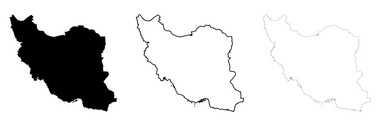 Iran Country Map - Silhouettes & Outlines Vector Image