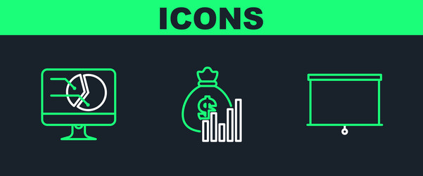 set line chalkboard computer monitor with graph vector image