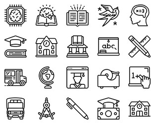 School icons Royalty Free Vector Image - VectorStock