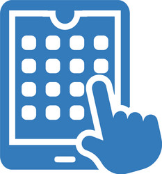 Tablet phone touch pad blue icon vector