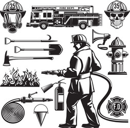 Vintage monochrome firefighting labels set Vector Image