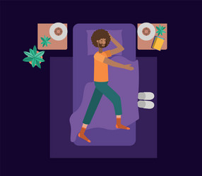 young man sleeping in bedroom vector