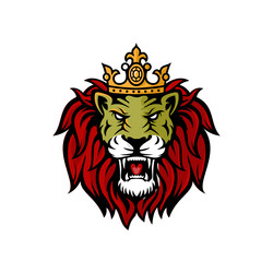 minimalist lion mascot logo icon wearing a crown Vector Image