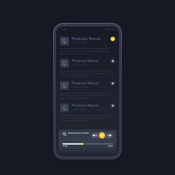 Podcast app and player mobile ui design vector