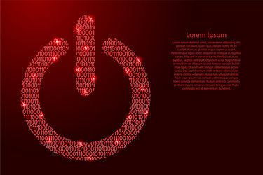 Power button icon abstract schematic from red vector