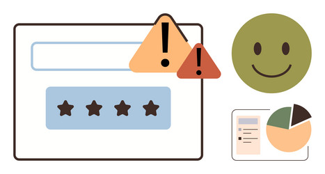 user feedback and performance metrics with warning vector image
