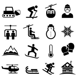Winter Sports Icons - Skiing & Snowboarding Vector Image