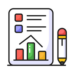 Bar chart on document showing design of data vector