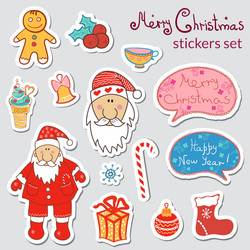 Christmas Sticker Set - Festive Icons Vector Image