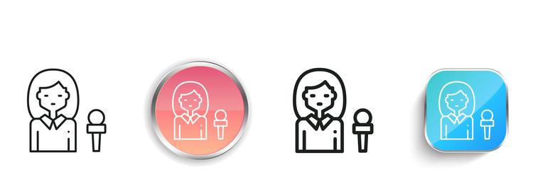 journalist icon thin linear regular and button vector image