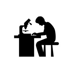 lab technician with microscope icon vector image