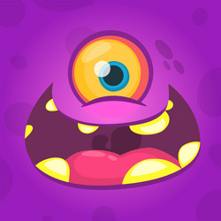 Cartoon cute monster face avatar with one eye vector