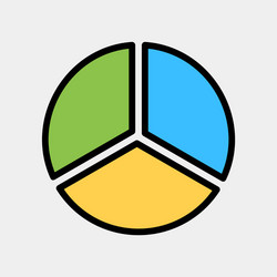 Pie chart icon in filled line style for any vector