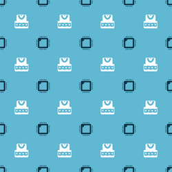 set processor with cpu and waistcoat on seamless vector image