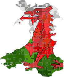 wales map made of puzzle background vector