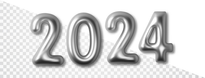 2024 silver chrome numbers with shadow set vector