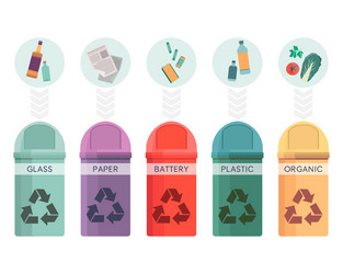 Colorful collection of garbage bins recycle vector