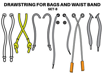 Drawstring cord flat sketch set of draw string Vector Image