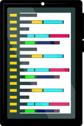 Programming code on a tablet screen vector