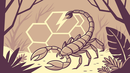 scorpion with honeycomb pattern in desert design vector image