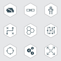 Set of 9 robotics icons includes algorithm vector