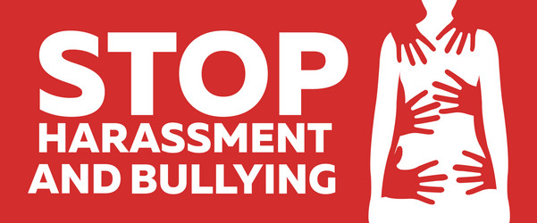 Stop sexual harassment and bulling banner on red vector