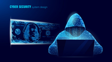 Anonymous hacker at the laptop computer internet vector