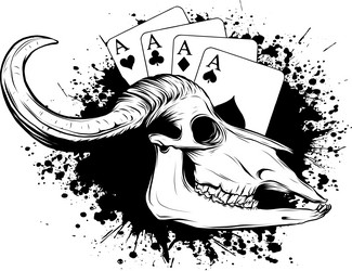 bull skull art outline design Vector Image