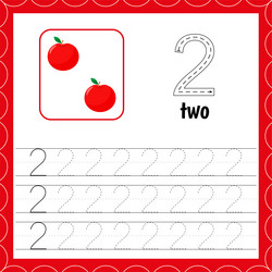 Cards with numbers for children trace the line vector