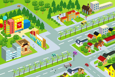 City map for children play mat Royalty Free Vector Image