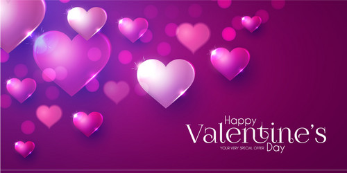 Happy valentine s day design template with glossy vector