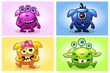 Cartoon collection four cute babies vector