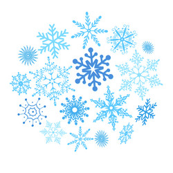 Christmas blue snowflakes isolated vector