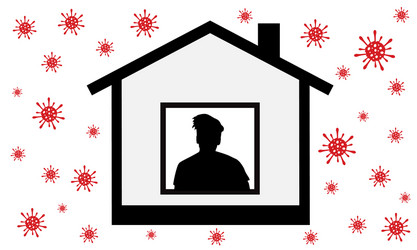 Man in window house person stay at home vector