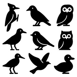 nine bird silhouettes set Vector Image
