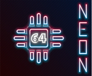 glowing neon line computer processor vector image