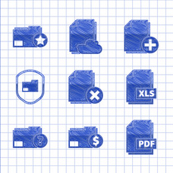 set delete file document finance folder pdf xls vector image